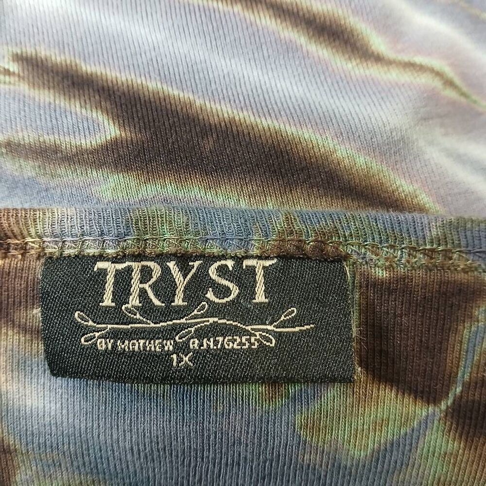 Tryst usa womens xl hippie tie dye blouse earthtone brown cotton shirt - Picture 6 of 8